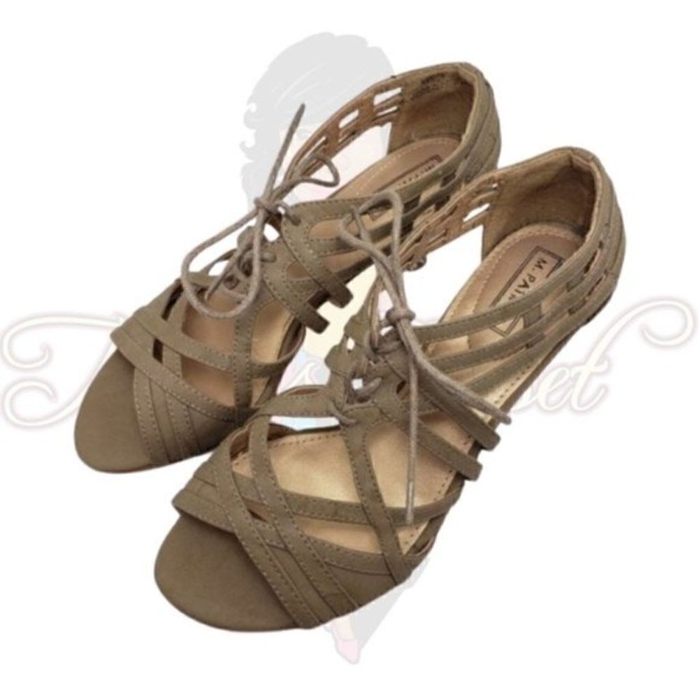 M. Patrick Tan Open Toe Lace Up Heels Sz 7.5